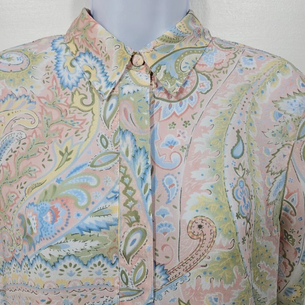 Alfred Dunner Vintage Short Sleeved Blouse - Floral and Paisley Size 10 (127-11) - Picture 4 of 9